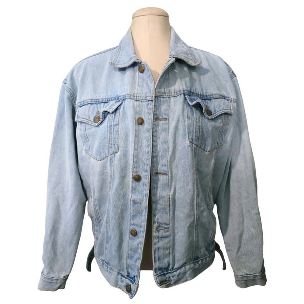 Vintage COBRA Mens Denim Jean Jacket Blue 80s 90s Y2K Trucker Small Distressed